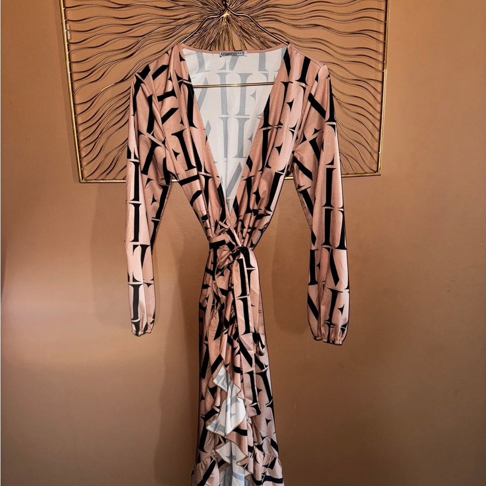 Elegant Nude Pink Wrap Dress